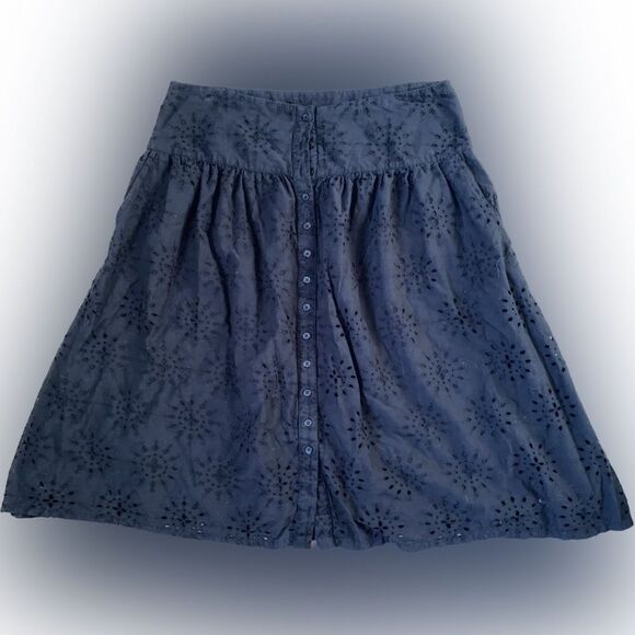 Sundance Black Button Front Eyelet Roslin Midi Skirt Women’s Size Large - Picture 2 of 4